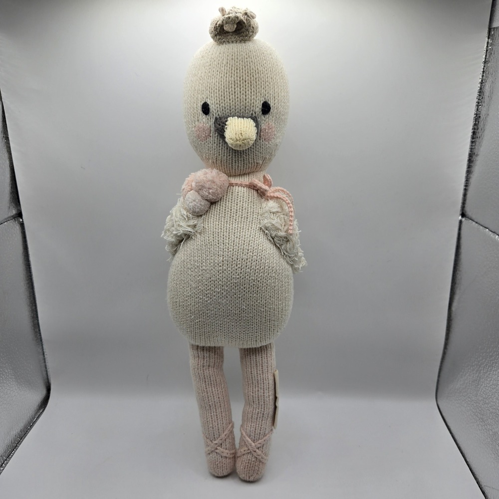 Cuddle +‎ Kind Plush Harlow the Swan Stuffed Animal Knit Doll Toy Handmade